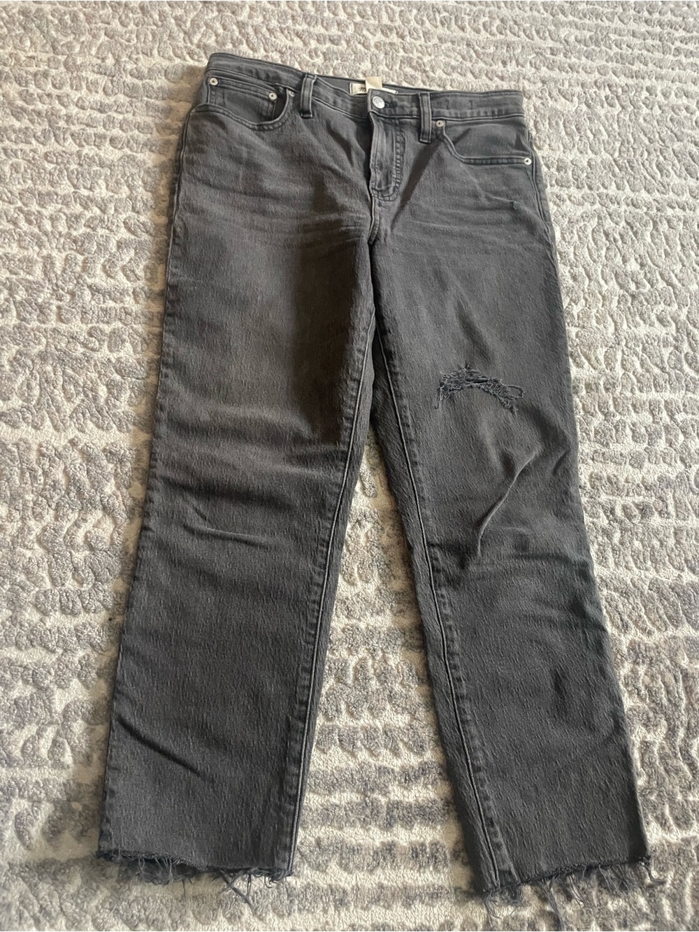 Madewell Straight Leg Jeans in Washed Black
